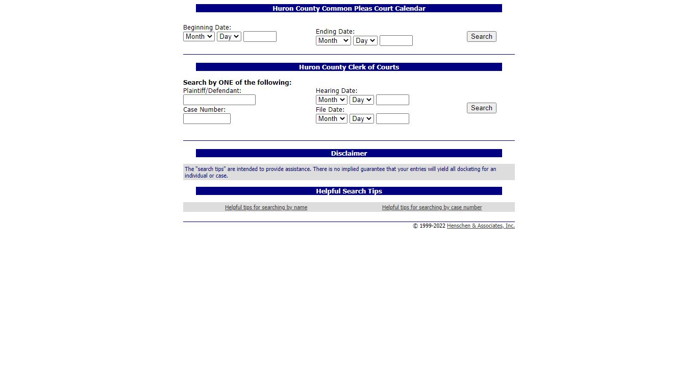Huron County Common Pleas - Record Search